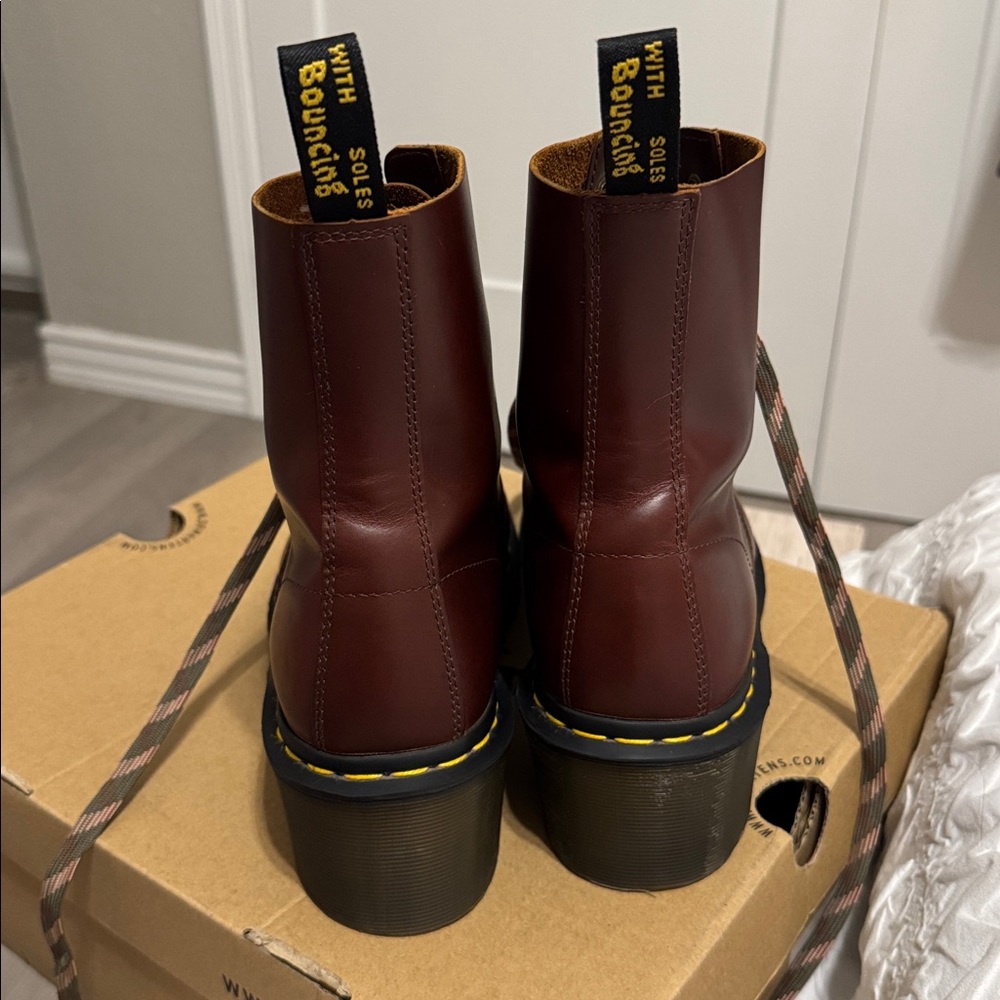 Dr. Martens Brown Leather Clemency Boots 10 - Picture 3 of 12